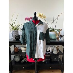 Fritzi Petites L Polka Dot Green White slight crop VTG  button up dotty‎ trendy